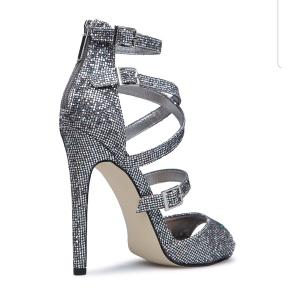 Silver Iridescent Strappy Sandals Heels Size 9 New - Picture 4 of 8
